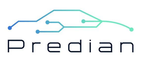Stylized logo of the word 'Predian' with circuit-like lines extending above the text in shades of blue and green.