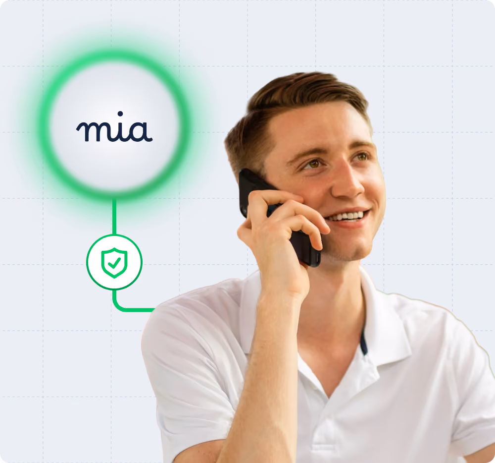Man on a secured call with Mia
