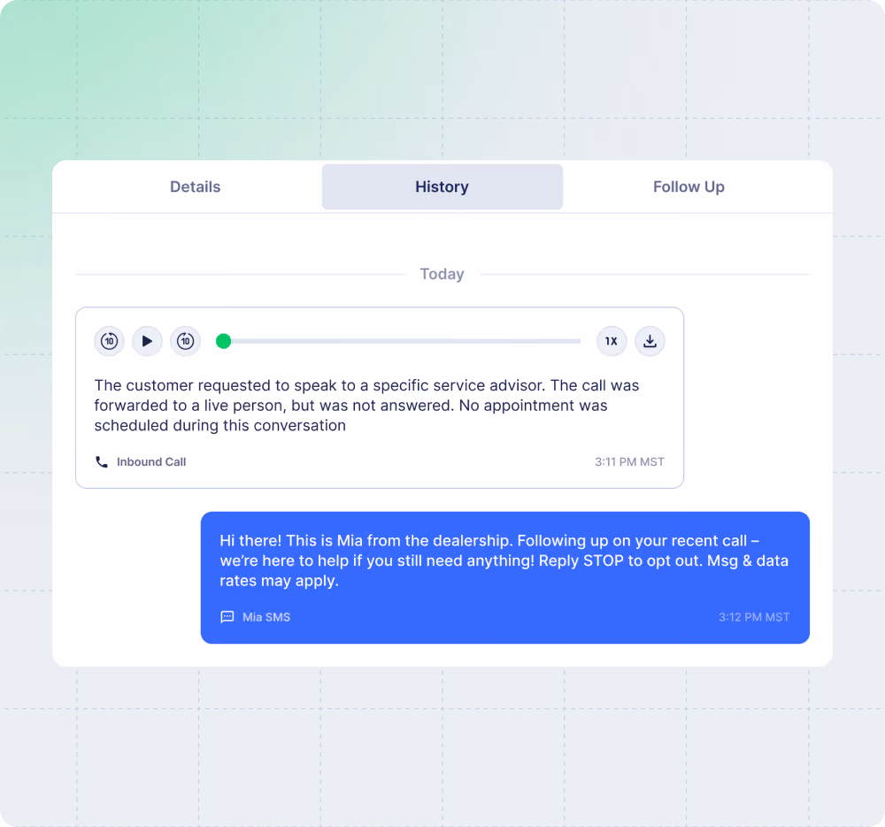 Mia's SMS Rescue message on History