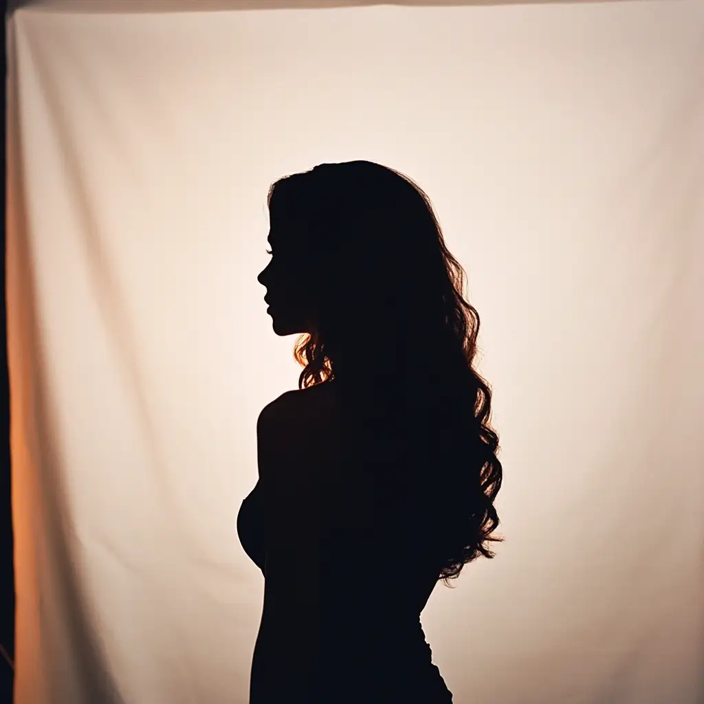 Künstlerische Silhouette einer Frau vor hellem Hintergrund – Symbol für kreative Prozesse, Individualität und emotionale Markenkommunikation im digitalen Marketing.