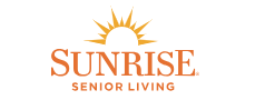 Sunrise Senior Living logo with an orange sun rising above the text.
