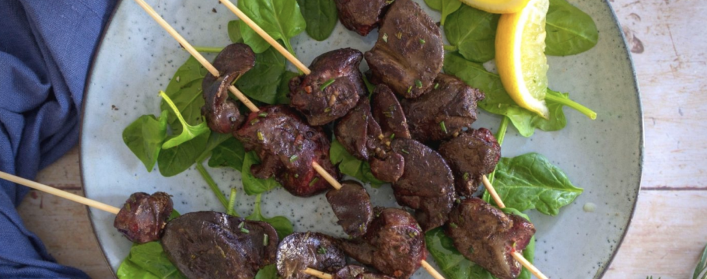 chicken liver skewers
