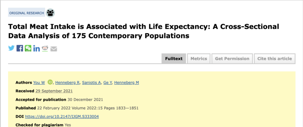 abstract from study on meat and longevity 