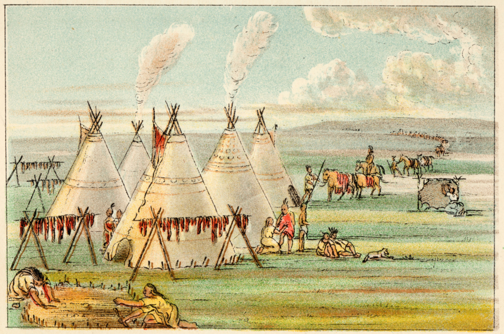 Drying Buffalo Meat - Catlin. Date: circa 1830