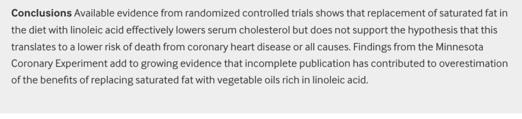 conclusion linking vegetable oil with heart disease