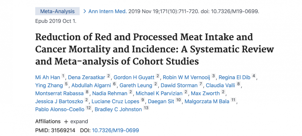 title page of study on meat and cancer