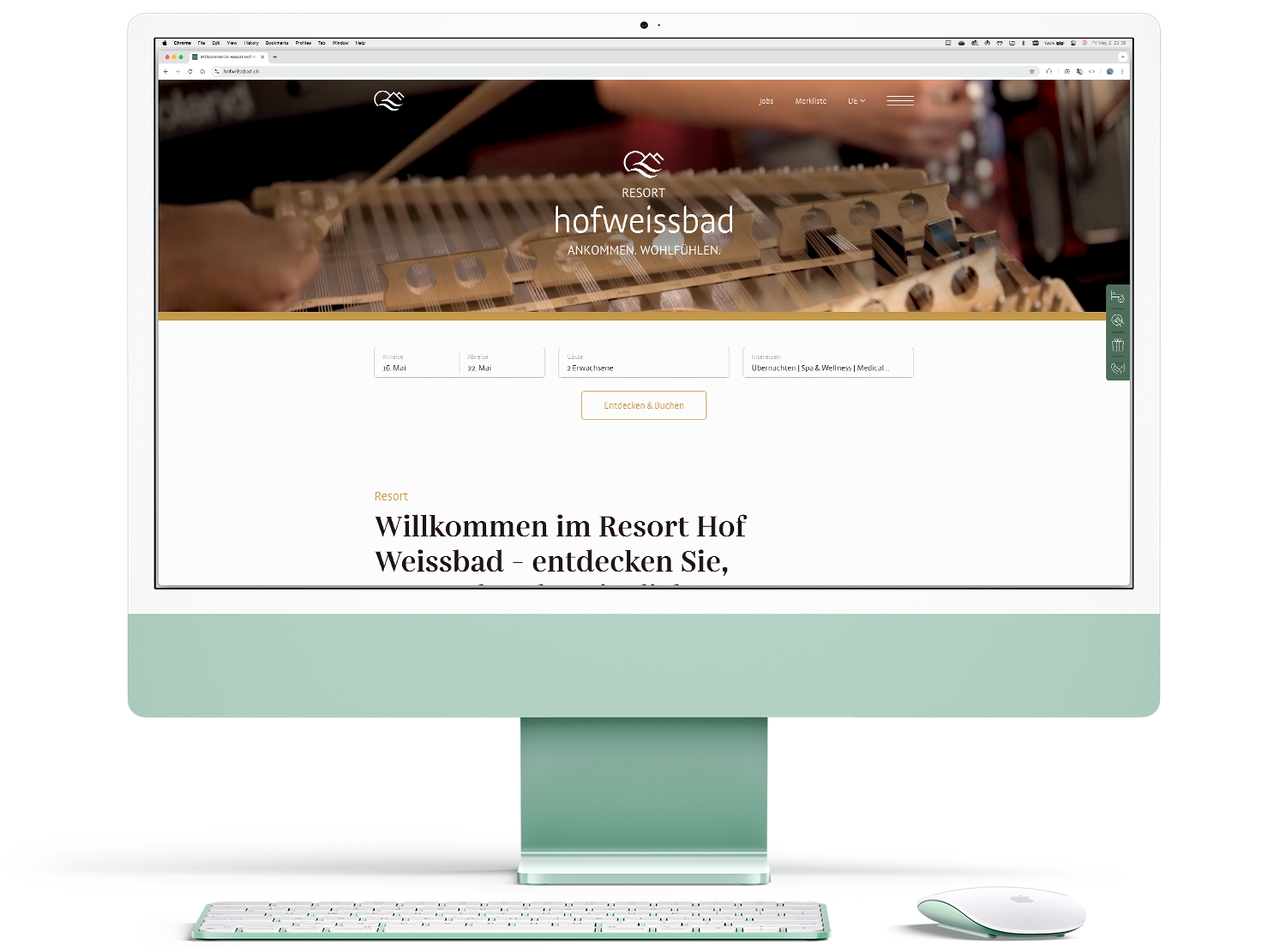 Preview mockup of the Hof Weissbad project