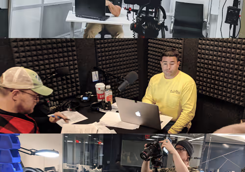 people working on video production