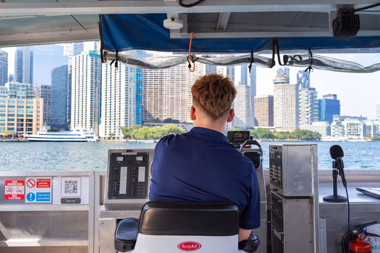 A shot of a captain from behind