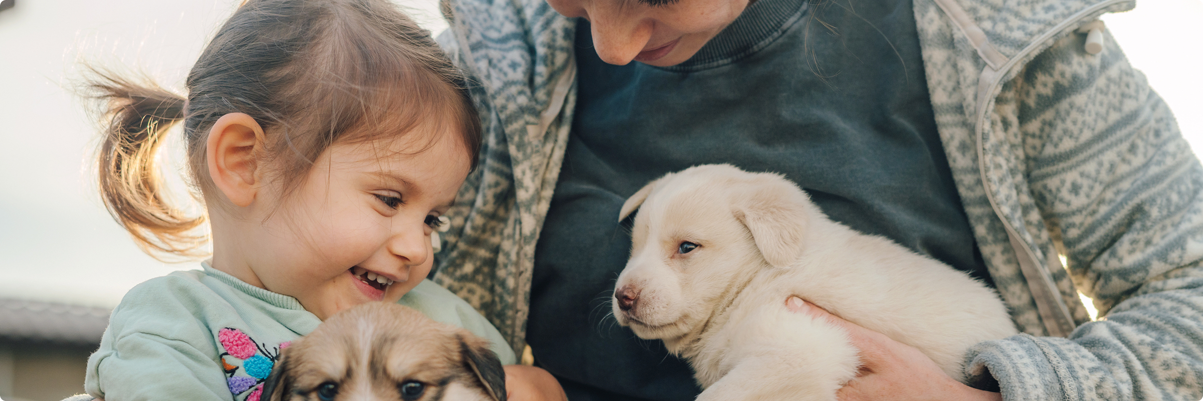 family with puppy
