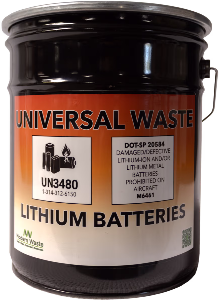 Universal waste drum for lithium batteries