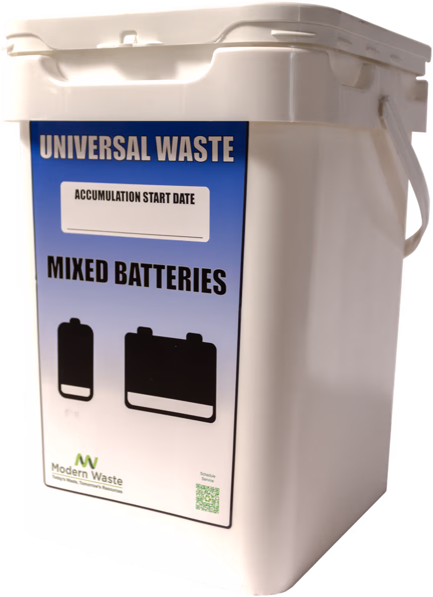 White bin for mixed battery disposal