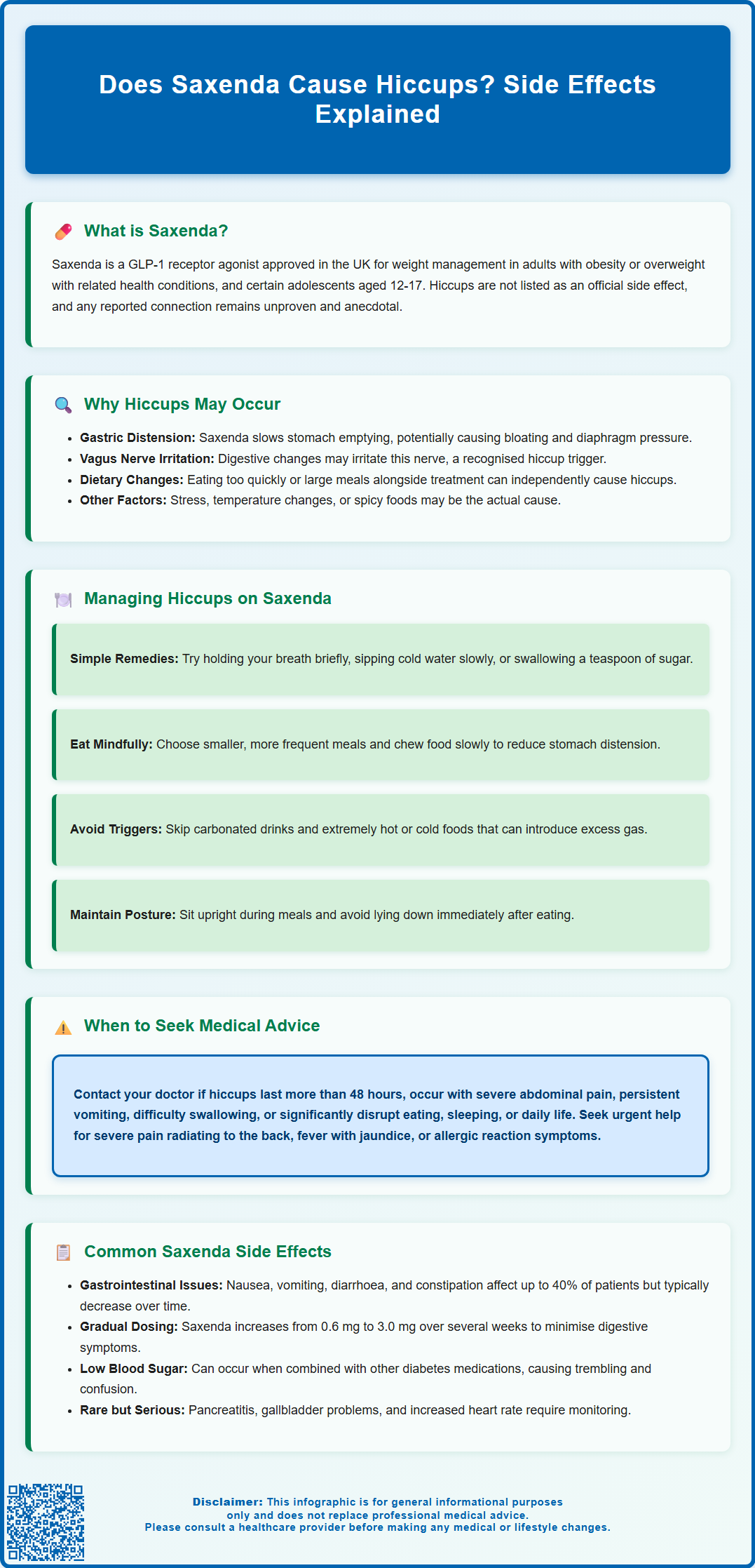 does saxenda cause hiccups