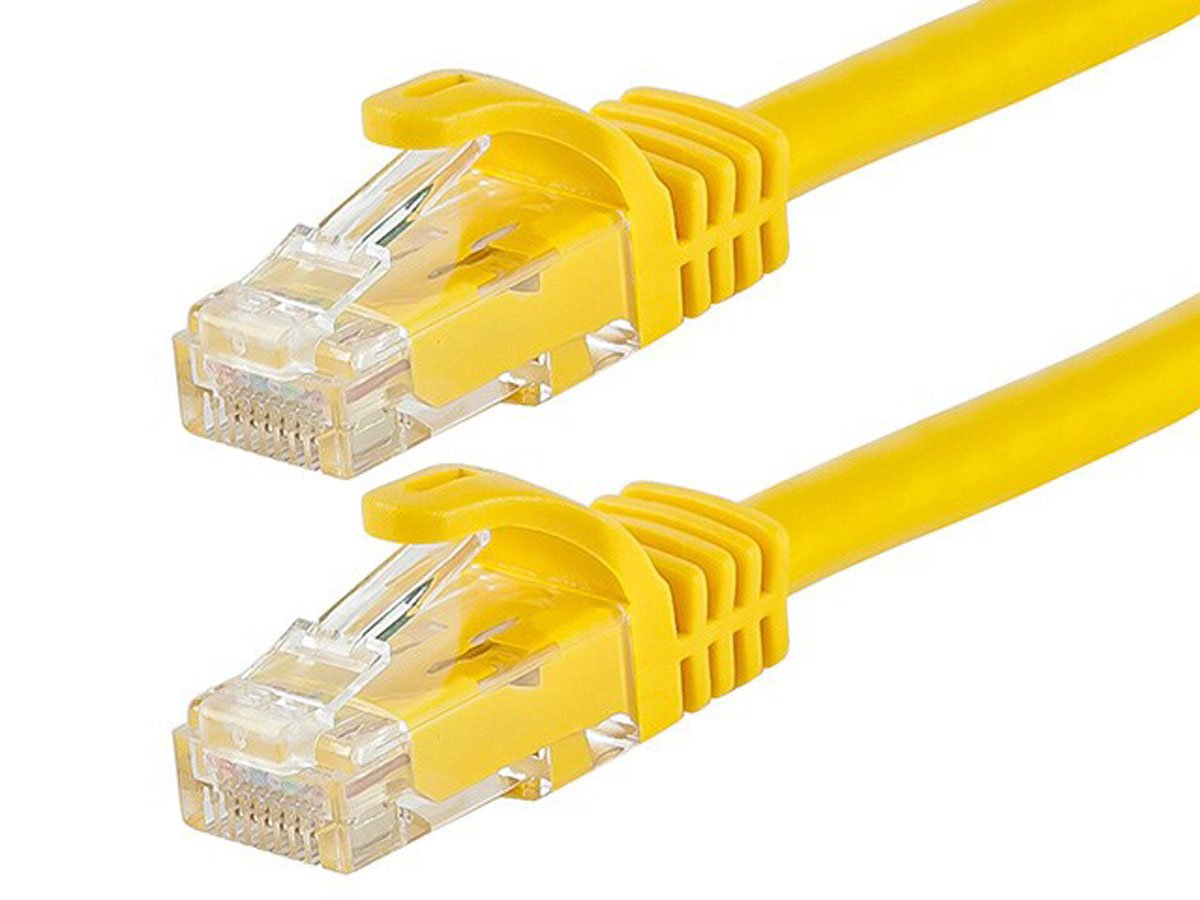 Monoprice Cat6 25ft Yellow Patch Cable, UTP, 24AWG, 550MHz, Pure Bare Copper, Snagless RJ45, Flexboot Series Ethernet Cable