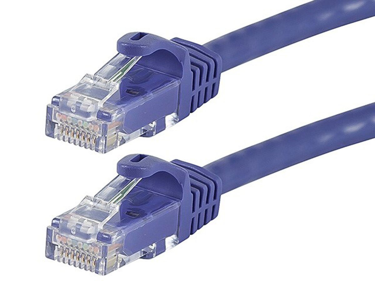 Monoprice Cat6 2ft Purple Patch Cable, UTP, 24AWG, 550MHz, Pure Bare Copper, Snagless RJ45, Flexboot Series Ethernet Cable