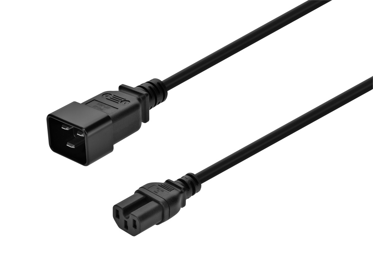 Monoprice Power Cord - IEC 60320 C20 to IEC 60320 C15, 14AWG, 15A/1875W, 3-Prong, Black, 6ft