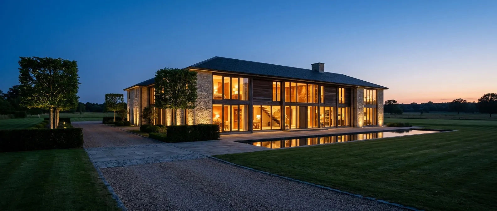 A modern residence with connected home technology.