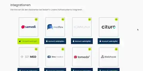 Illustration für Integrationspartner. Maus scrollt durch verfügbare partnerschaften