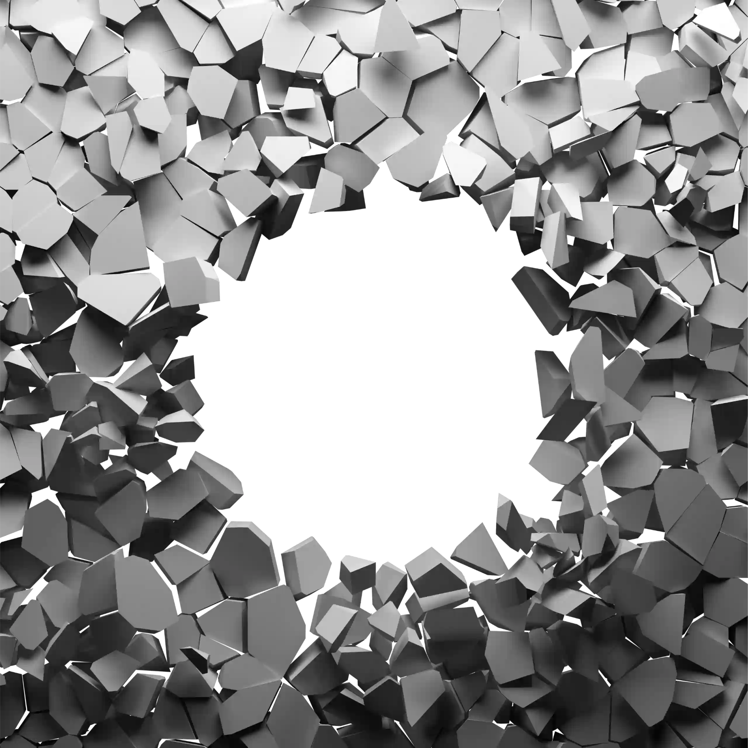 Einstürzende Wand mit Loch in der Mitte