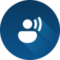 Stimme Icon auf blauen Hintergrund