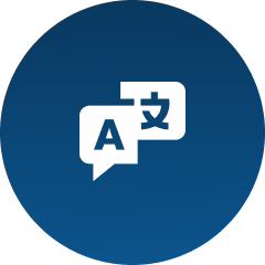 Mehrsprachigkeit Icon auf blauen Hintergrund