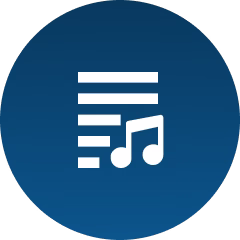 Musik Icon auf blauen Hintergrund