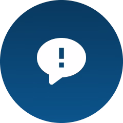 Ausrufebubble Icon auf blauen Hintergrund