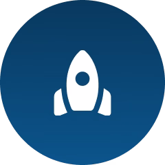 Raketenicon auf blauen Hintergrund