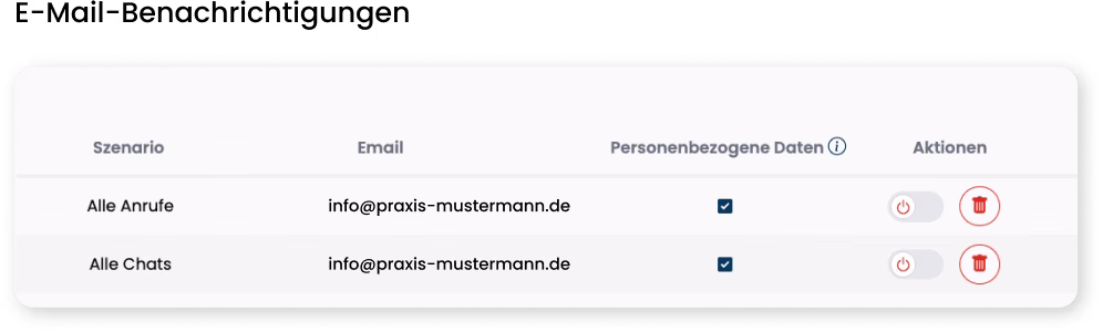 Screenshot der Benachrichtigungseinstellungen