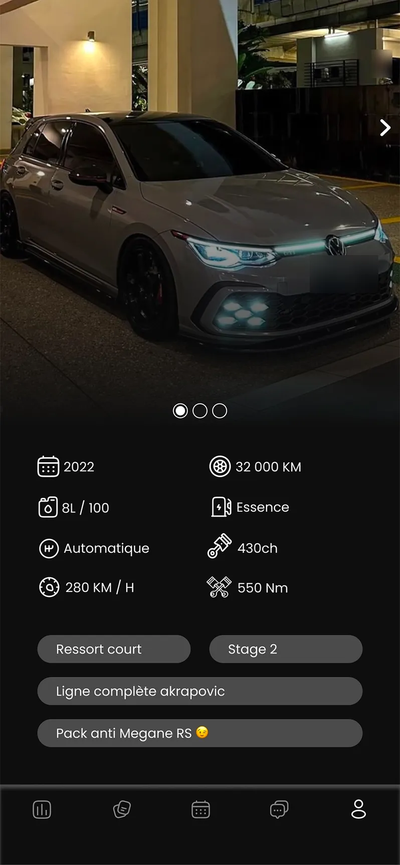 Écran garage : photo de la voiture, caractéristiques et modifications