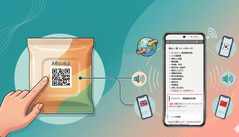 アクセシブルコードが付いたスマートパッケージのイメージイラスト