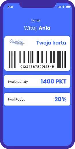 drawing of a mobile phone with Merkus loyalty app