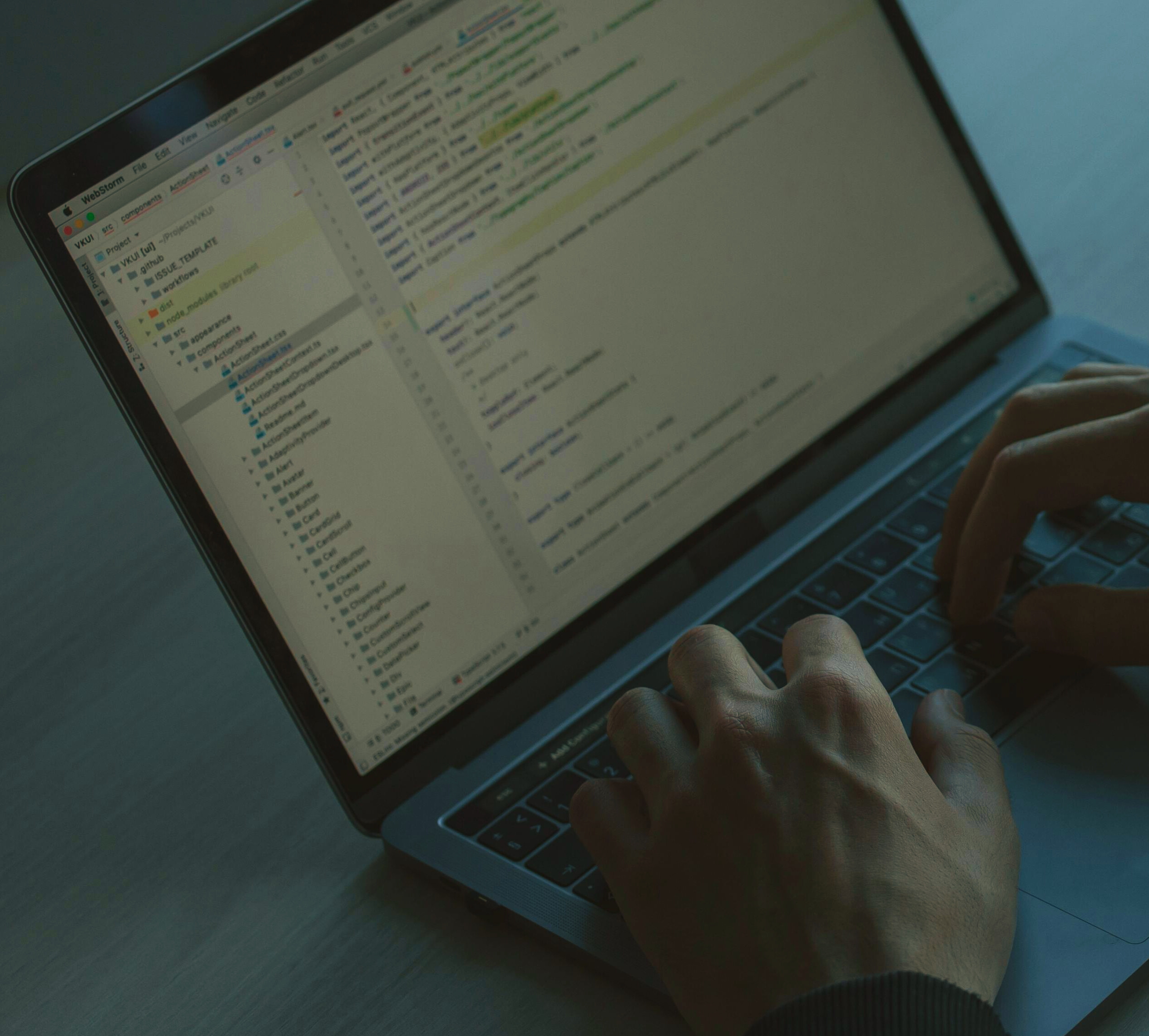 Laptop und Hände auf der Tastatur