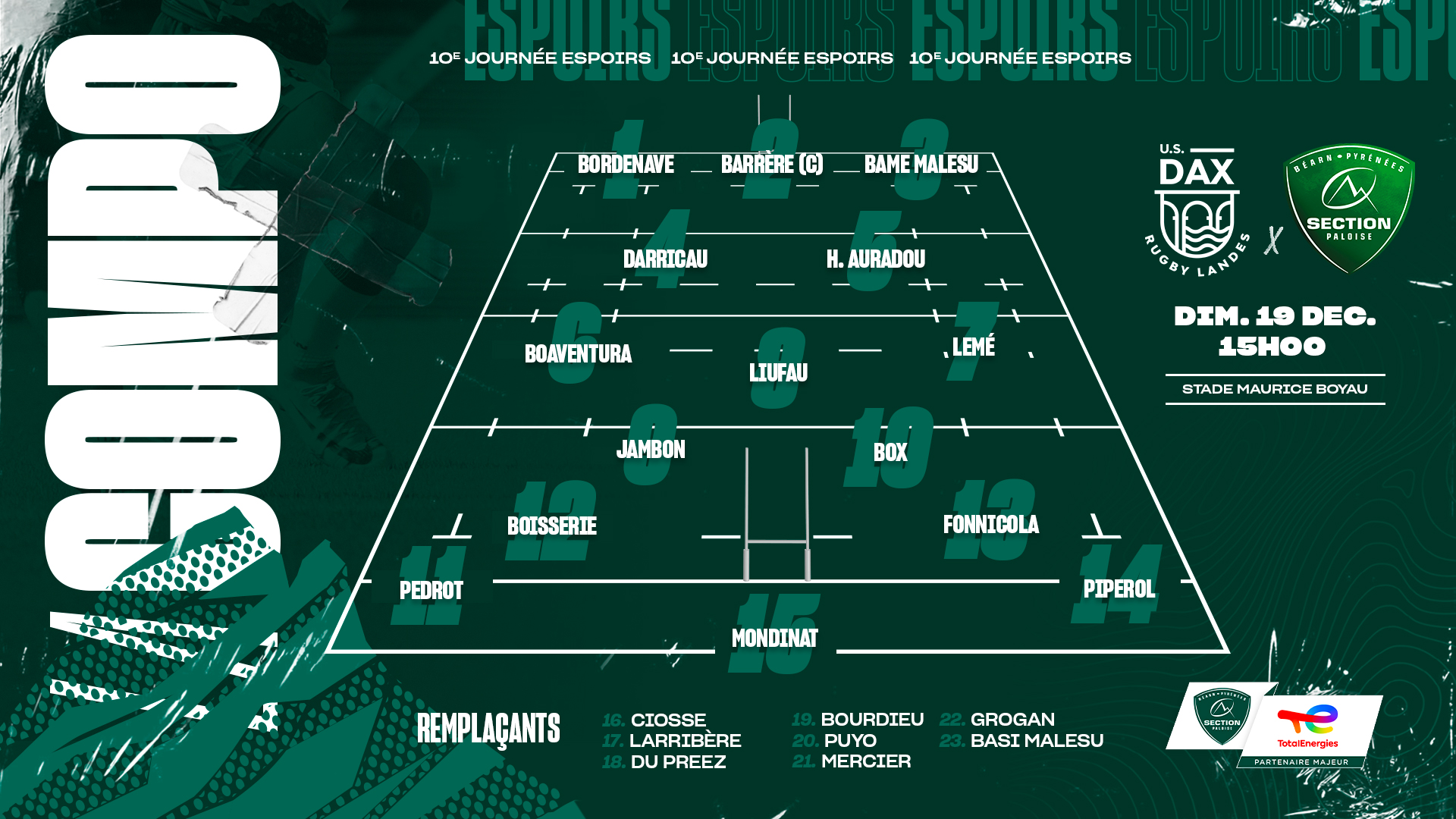 espoirs j10 dax compo