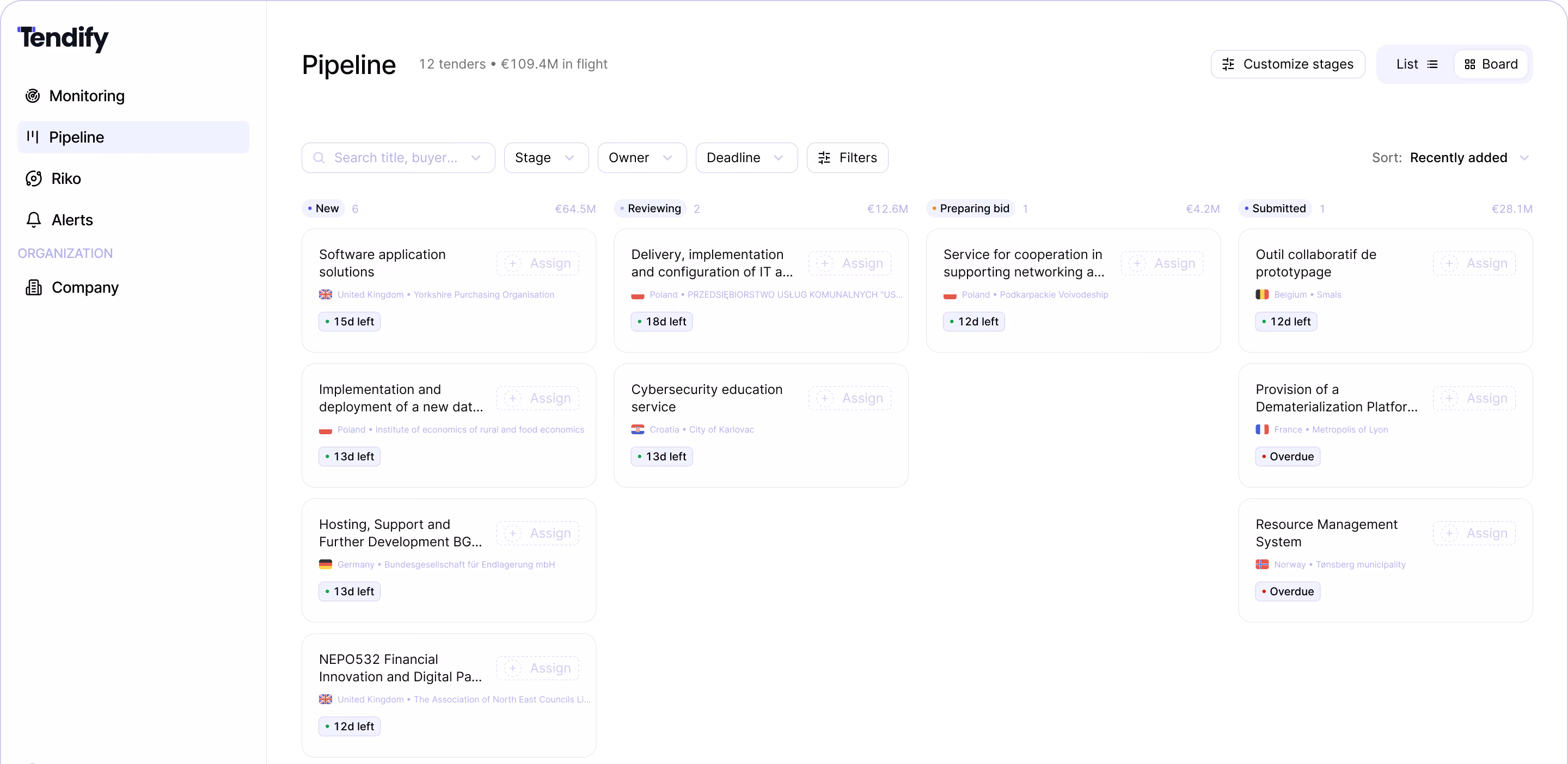 Tendify tender pipeline