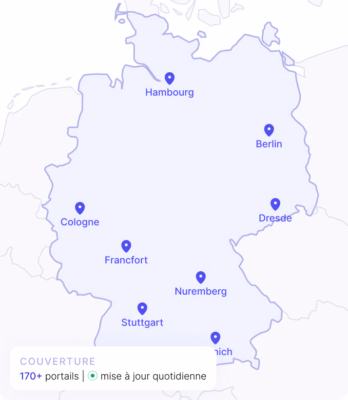 Map of Germany with number of portals covered