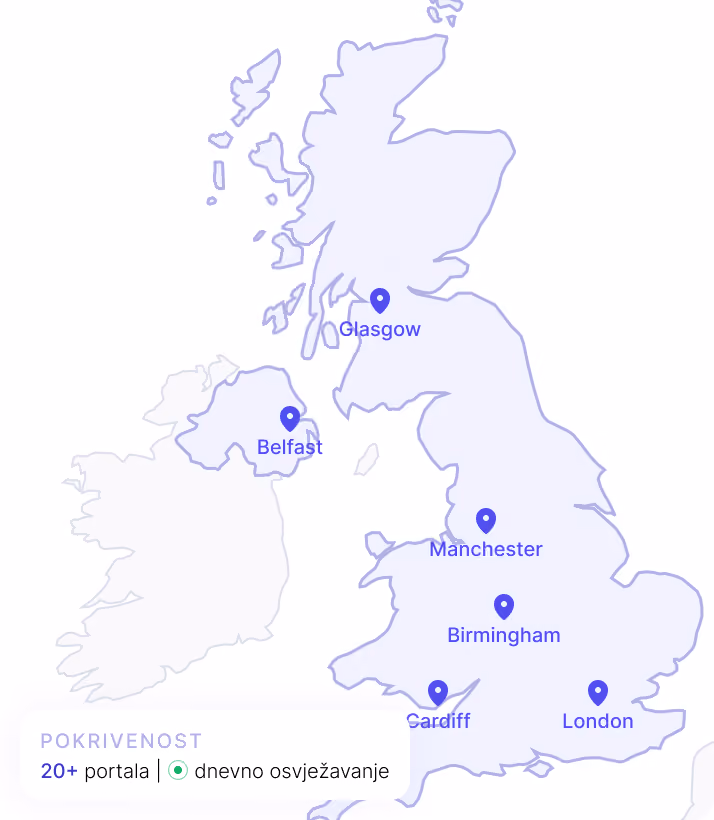 Map of UK with number of portals covered