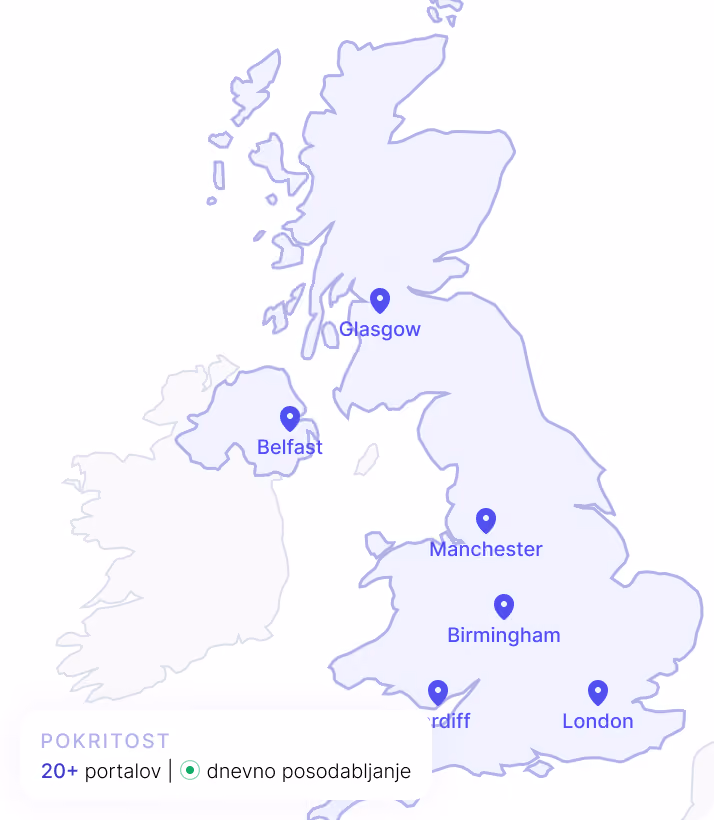 Map of UK with number of portals covered