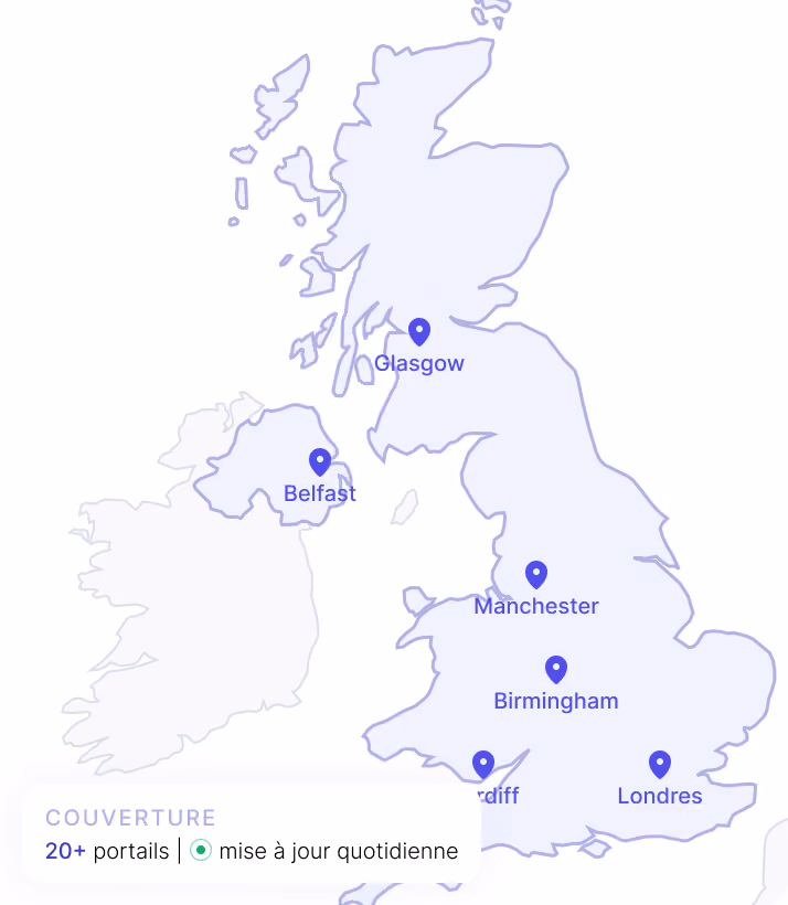 Map of UK with number of portals covered
