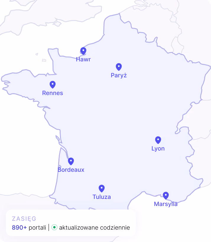 Map of France with number of portals covered