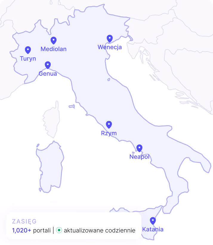 Map of Italy with number of portals covered
