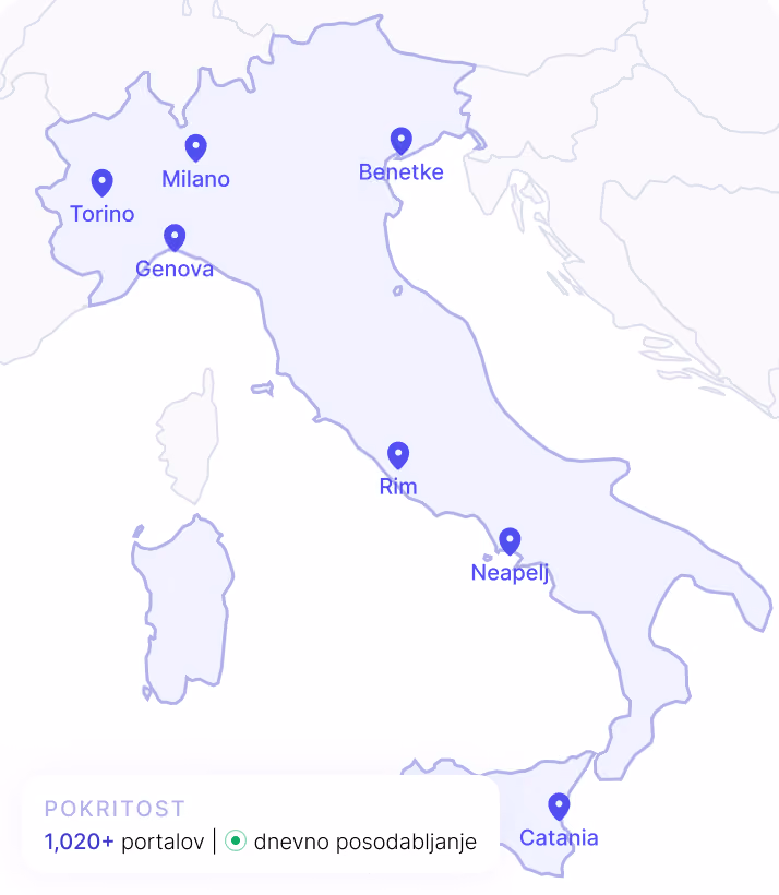 Map of Italy with number of portals covered