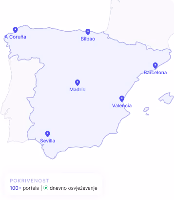 Map of Spain with number of portals covered
