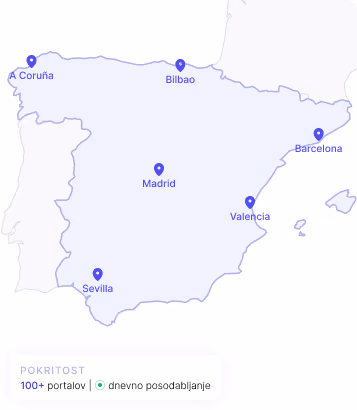 Map of Spain with number of portals covered
