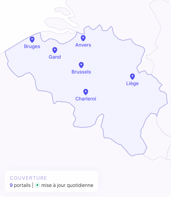 Map of Belgium with number of portals covered
