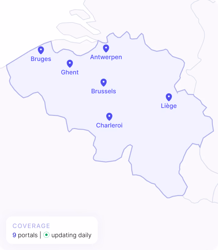 Map of Belgium with number of portals covered