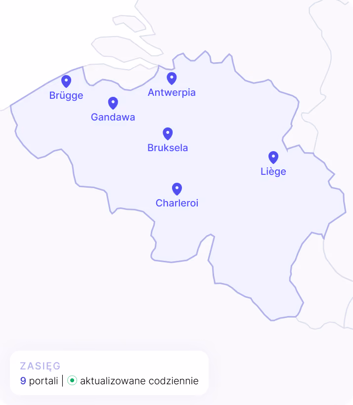 Map of Belgium with number of portals covered