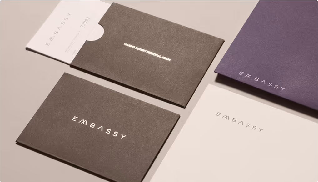 Minimalistic business card in office setting