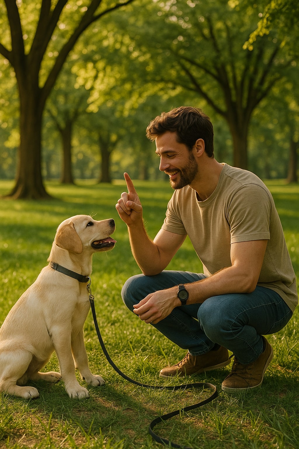 Chien désensibilisé au stress par son maître