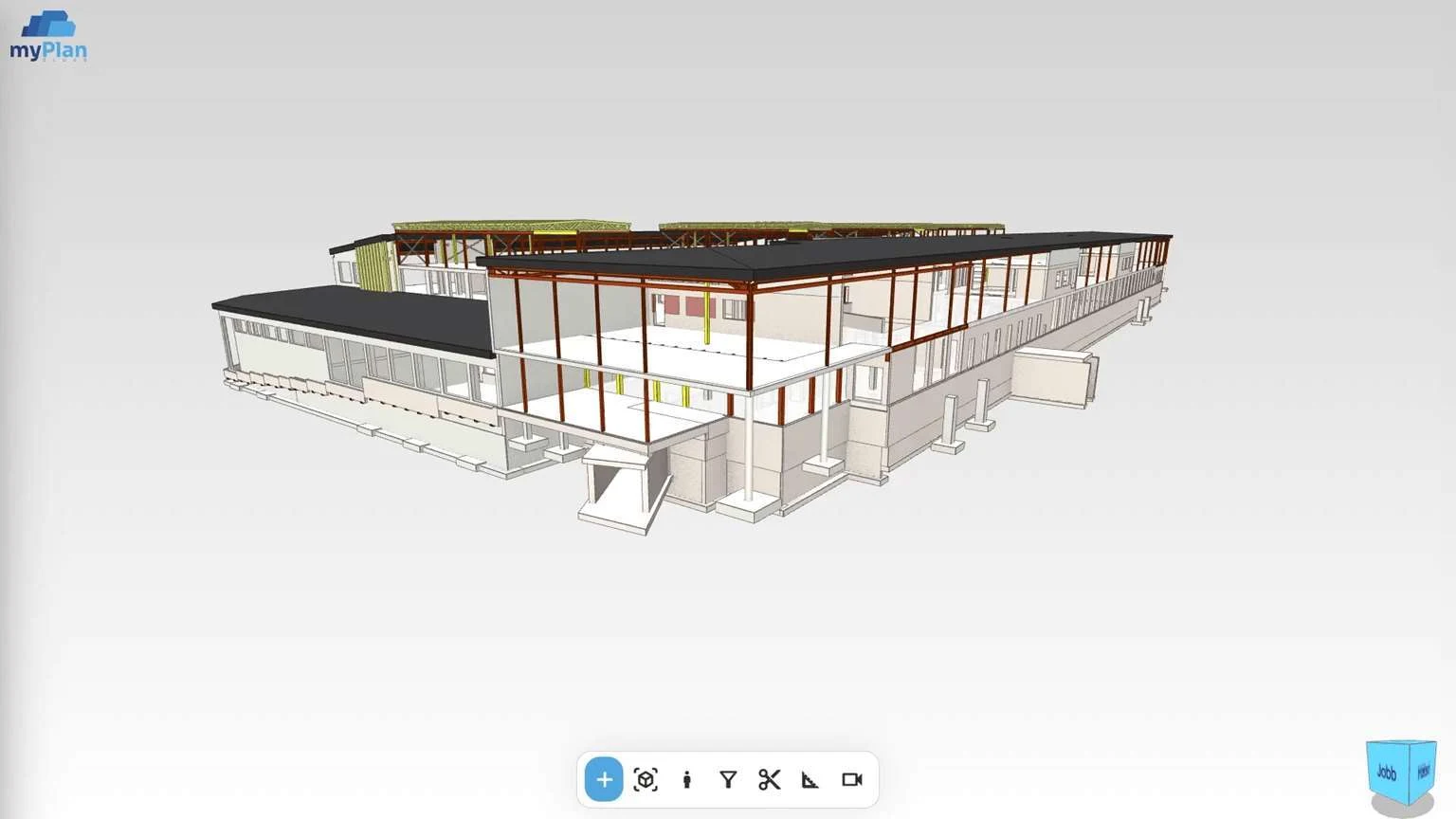 IFC-modell megnyitva a myPlan.cloud BIM-nézegetőjében